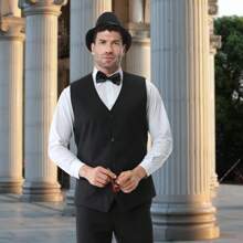9Pcs/Set Men's 1920s Costume Set - Roaring 20s Flapper Outfit, Speakeasy Attire With Vest, Fedora Hat, Suspenders, Bow Tie, Vintage Accessories (Shirt Not Included) - 黑色 - 查看 3