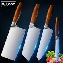 4 件套厨房厨师刀套装不锈钢实用刀多用途刀切肉猪鱼杀鱼刀蔬菜水果刀家用厨房切肉刀切菜刀烹饪刀厨房方便 - 4件 - 查看 1