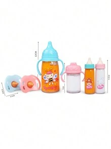 Juego de biberones mágicos para decoración navideña de bebé recién nacido, disponible en tamaños grande, pequeño y mediano, 2 biberones de leche y 2 biberones de jugo con 2 chupetes de juguete como accesorios para muñecas, con leche y jugo que desaparecen, regalo para niñas, decoración del hogar.