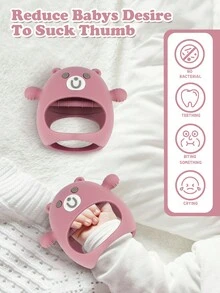 1 件婴儿出牙玩具，婴儿硅胶出牙玩具，带有可爱熊图案，婴儿牙胶咀嚼玩具，新妈妈理想的婴儿旅行必需品出牙玩具 - 粉色 - 查看 7