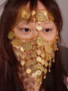 1pc Sexy Dramatic Gold Color Tassel & Coin Veil Earring Jewelry For  Women - Gold - View 4