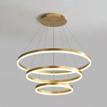 3 环 20+30+40 厘米黑色现代餐厅 LED 吸顶灯环吊灯，220V 金色室内照明室内照明客厅 LED 吊灯，3000K /6500K 纯色，不可调光，无遥控器