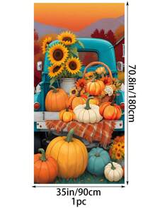 35 英寸 X70 英寸聚乙烯欢迎秋季悬挂门廊标志，感恩节枫叶图案，季节性农舍收获装饰，适用于前门、圣诞节 - 彩色 - 查看 3