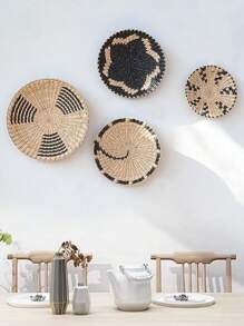 1 tấm thảm treo tường bằng rơm dệt thủ công, đồ trang trí nhà cửa, đồ trang trí nhà cửa, đồ trang trí phòng, đồ trang trí tường - Nhiều màu - Xem 4