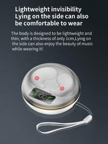 J1 無線耳機完全入耳,舒適佩戴。無線睡眠音樂耳機可以長時間佩戴,擁有持久電池壽命和超低延遲,享受音樂環繞的世界 - 白色 - 查看 3