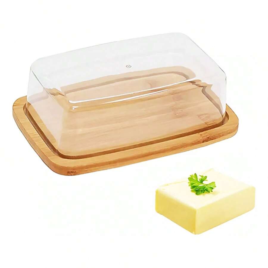 Bamboo Butter Dish With Acrylic Lid - 米色 - 查看 1