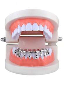 18K Gold-Plated Drip Tooth Grillz Set, Hip-Hop Teeth Jewelry Accessories Unisex Rapper Grillz Halloween - Multicolor - View 4