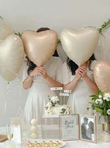 10pcs/Set 18 Inch Plastic Balloon, Modern Heart Shaped Decorative Balloon For Party, Christmas - Apricot - View 2