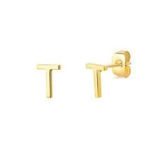 1 par de brincos de aço inoxidável com letras iniciais para mulheres, brincos de cor dourada, brincos de piercing, joias da moda para presente de Natal