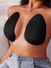 1 对隐形粘合防凸乳头贴，聚拢粘贴式乳贴，女士内衣及内衣配件 - 黑色 - 查看 4