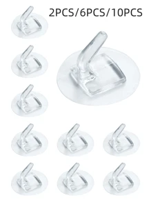 2 件/6 件/10 件透明免钻多功能粘性墙挂钩，适用于厨房、浴室、办公室 - 防水可拆卸挂钩，适用于卧室、客厅和家庭