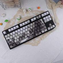 126-Key Chinese Mountainous Landscape Print PBT Keycaps Set, Heat Sublimation, Wear-Resistant, Comfortable - Black and White - View 2