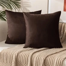 Kit 2 Decorative Cushion Covers For Living Room Sofa Bedroom Suede 45x45cm Various Colors - Rỉ Nâu - Xem 3