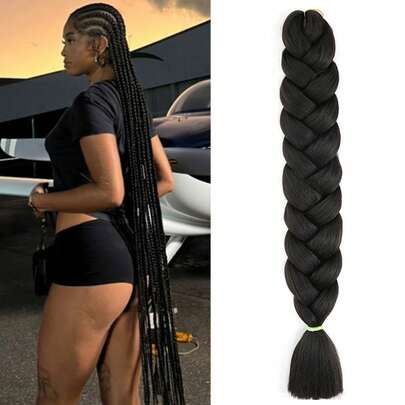40-Inch Pre-Stretched Black Synthetic Fiber Braiding Hair Extensions, Single Pack, Low Temperature Synthetic Fiber Crochet Braids, Professional Synthetic Fiber Crochet Multi-Color Braids, Suitable For Women's Cosplay, Soft Yaki Texture, Heat Settable, 165g/Pack, Braiding Hair Extensions, Suitable For Christmas, New Year, Carnival, Music Festival And Other Occasions.