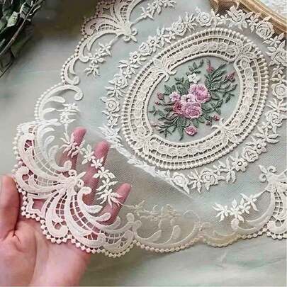 1 قطعة زخرفة مائدة، من النايلون، كفرة طاولة بتصميم دانتيل عتيق أنيق، مقاوم للحرارة، مقاوم للحروق، طارد للماء، مناسب لغرفة الطعام والمطاعم والمقاهي والديكور المنزلي