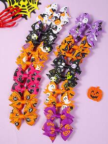 10/20pcs Halloween Bows Hair Clips Decorative Hair Accessories For Girls(Random Color) - Multicolor - View 3
