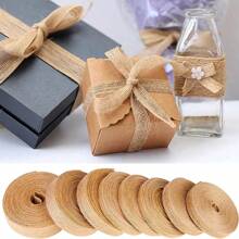 1 Roll/10 Meters Thick Natural Linen Ribbon, Unfinished Edged Linen Ribbon Roll For Wedding Crafts, Gift Wrapping, Autumn Wreath, DIY Handmade Decoration,