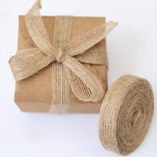 1 Roll/10 Meters Thick Natural Linen Ribbon, Unfinished Edged Linen Ribbon Roll For Wedding Crafts, Gift Wrapping, Autumn Wreath, DIY Handmade Decoration,