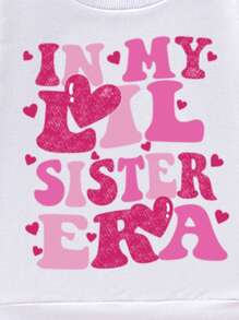 3pcs/Set Fashionable Cute Face & Letter Print Sleeveless Jacket, Sweatshirt, And Flared Print Pants Outfit - Hot Pink - View 3