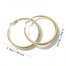 1 Pair Iron Round Hoop Earrings Suitable For Women's Daily Wear