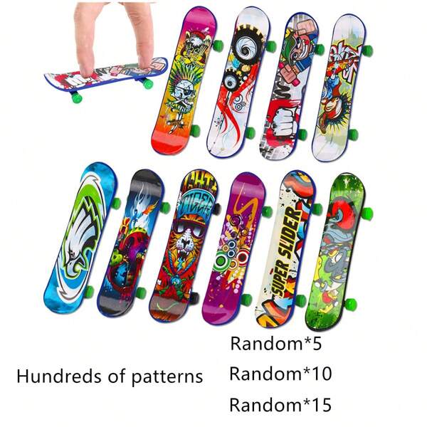 5 pièces/10 pièces/15 pièces Skateboards de doigt à motif aléatoire, cadeaux d'anniversaire pour ados, récompenses de classe de Pâques, décorations de fête