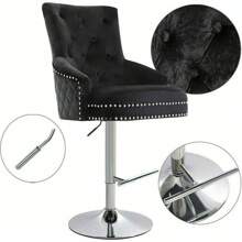 UNHO 1PCS Heavy Duty Velvet Bar Stool Height Adjustable Swivel Breakfast Chair With Lion Knocker For Kitchen Pub - Black - View 7