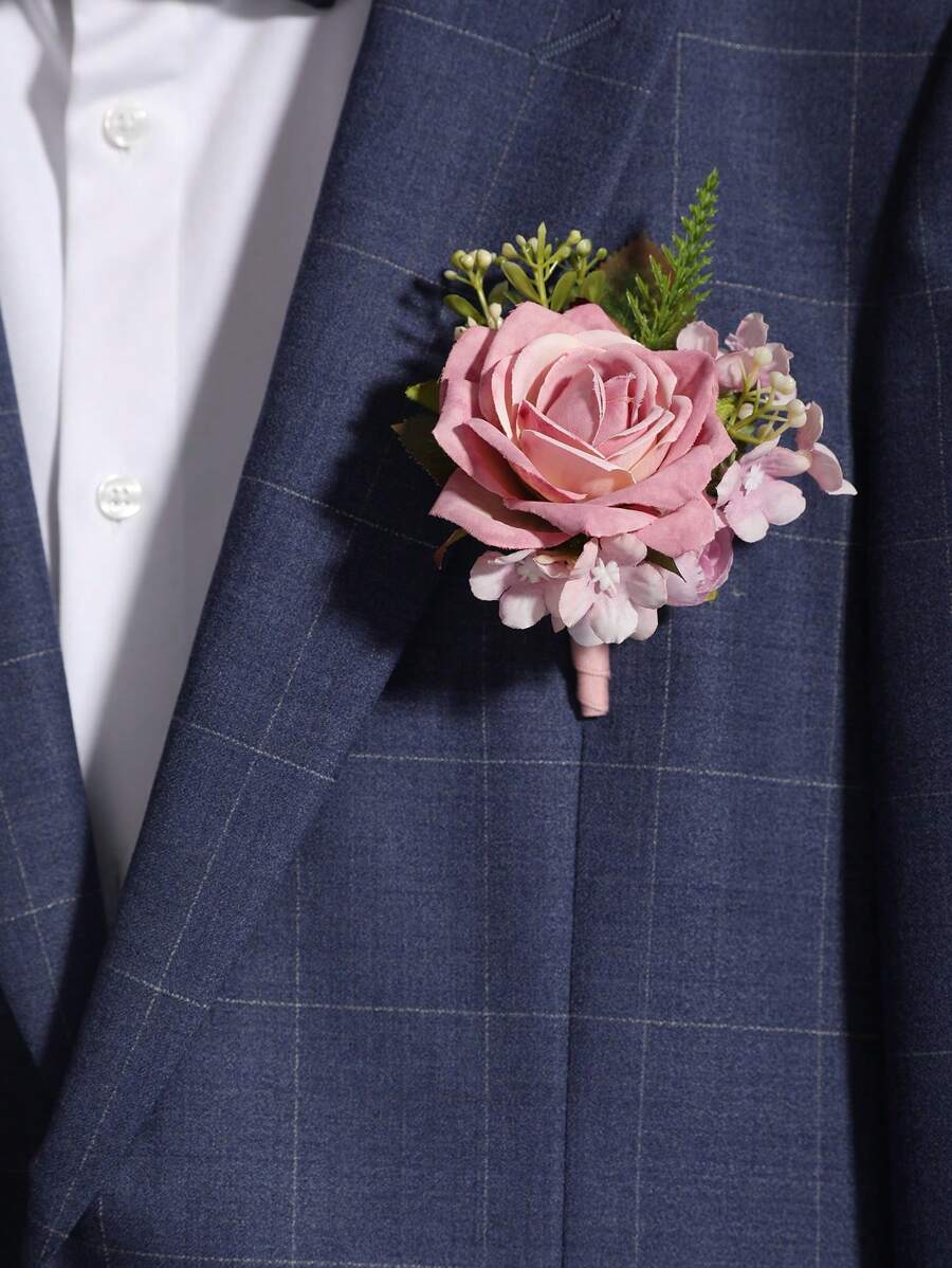 1 chiếc hoa giả kiểu Mori, trang trí lá và quả, thích hợp làm hoa cài áo cho chú rể/phù rể, phù hợp cho đám cưới, tiệc tùng, sự kiện, phụ kiện ngày Valentine. - Nhiều màu - Xem 1