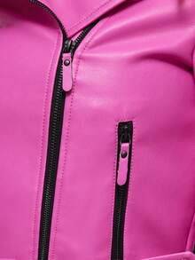 ZIAI 女式短款拉链领夹克，春/秋 - 玫紅色 - 查看 7