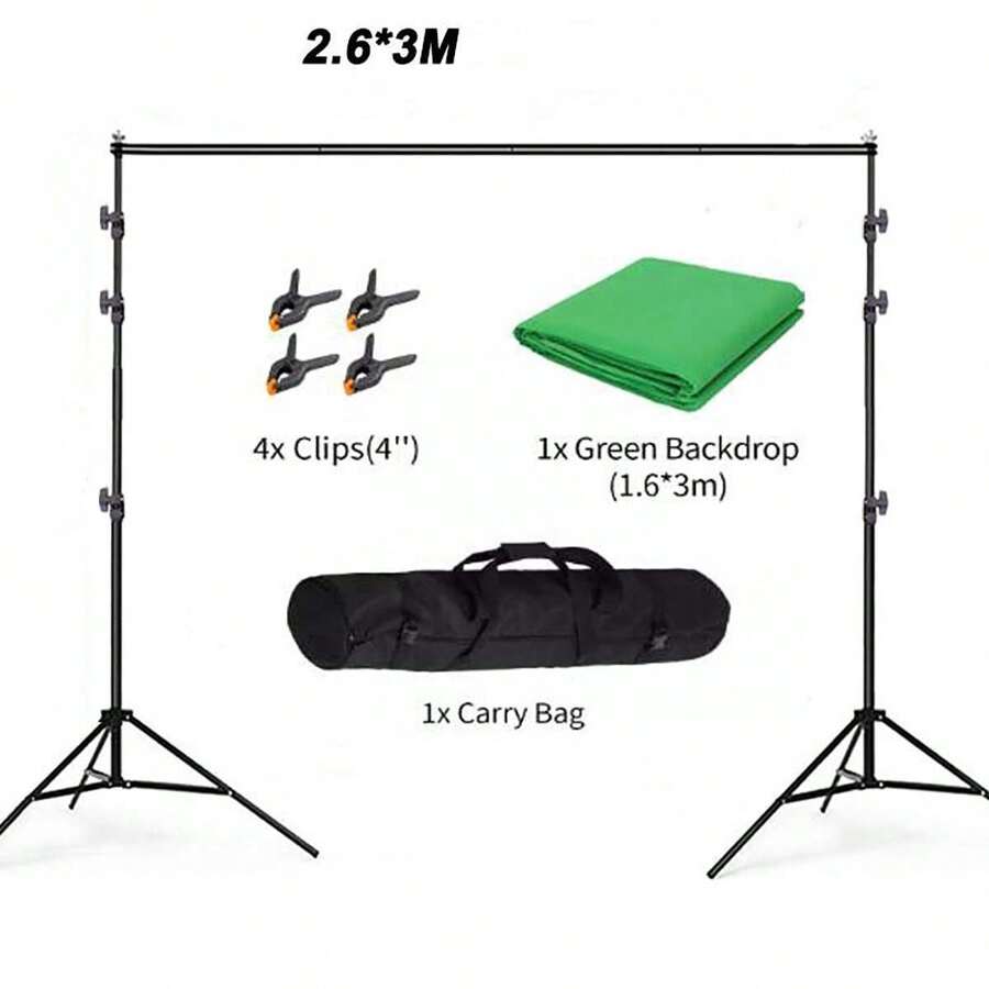 3M Photography Backdrop Stand Kit Professional Background Studio Green Screen - Black - View 1