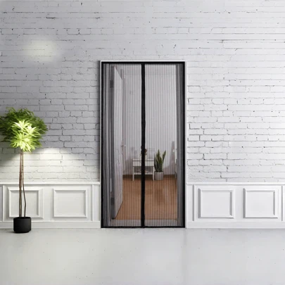 1pc Magnetic Self-sealing Screen Door Heavy Duty Mesh Curtain With Magnet Closure Anti-bug/mosquito Insect/flies Entry, Retractable Sliding Door Screen