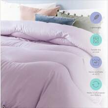 Coverless Duvet - 10.5 Tog - Double - Linen Collection - Soft Touch Luxury Bedding - Machine Washable - Hypoallergenic - Lilac Bloom - Lilac Purple - View 3