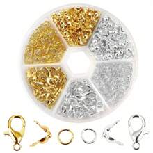 241 piezas/set kit de fabricación de joyas, juego de cierres de langosta, anillos abiertos, terminales, cuentas, caja de set para hacer manualmente pulseras, collares y accesorios