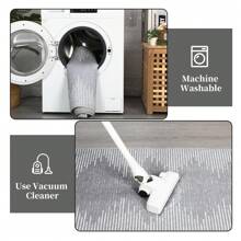 Modern Geometric Carpet Washable Area Rug Low Pile Soft Carpet Striped Carpet Large Size Indoor Carpet Stain Resistant Non-Slip For Living Room Bedroom Dining Room Office Apartment - 灰色 - 查看 7