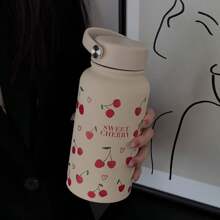 1 件 22 盎司/650 毫升樱桃心系列带手柄水瓶，双层不锈钢保温杯，玻璃杯，咖啡杯，露营杯，硅胶涂层亲肤纹理杯身，返校、节日礼物、母亲节礼物 - 彩色 - 查看 9