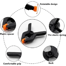 8pcs Spring Clips, Small Backdrop Clips, Heavy Duty Plastic Clips, Spring Clips For Arts & Crafts, Backdrop Stands, Woodworking, Photography Studio - Black - View 7
