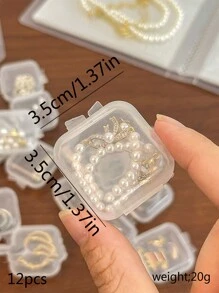 12pcs Plastic Mini Square Jewelry Storage Boxes Gift - White - View 4