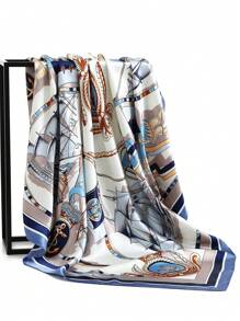 1pc Women Ship Pattern Fashion Bandana For Daily Decoration Bandana,Hair Band,Head Band Ideal For Dressing Up Your Look,School - Baby Blue - View 2