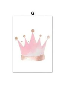 1PC Pink Princess Rainbow Unicorn Castle Crown Wall Art Canvas Painting Poster & Print Pictures For Girl Kids Room Decor No Frame