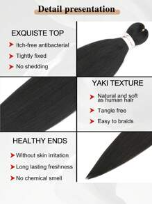 Braiding Hair Pre Stretched Professional Easy Braiding Hair For Crochet Braids Twists Locs Hair Soft Yaki Texture Hot Water Setting Synthetic Hair Extensions - Black - View 5