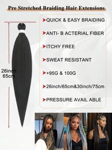 Braiding Hair Pre Stretched Professional Easy Braiding Hair For Crochet Braids Twists Locs Hair Soft Yaki Texture Hot Water Setting Synthetic Hair Extensions - Black - View 3