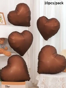 10 件/套 18 英寸塑料气球，现代心形装饰气球，适合派对、圣诞节 - 咖啡棕 - 查看 5