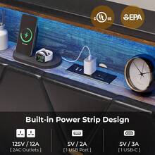 King Bed Frame With Storage Headboard And RGB LED Lights, PU Leather Platform Bed Frame King Size With Type-C & USB Charging Station, Stable Easy Assembly, No Box Spring Needed, Black - 黑色 - 查看 4