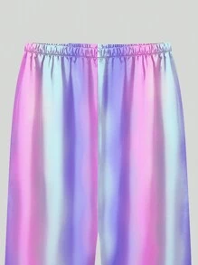 2pcs Tween Girl Striped Long Sleeve Pajama Set With Pants - Multicolor - View 9