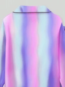 2pcs Tween Girl Striped Long Sleeve Pajama Set With Pants - Multicolor - View 8