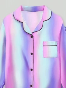 2pcs Tween Girl Striped Long Sleeve Pajama Set With Pants - Multicolor - View 7