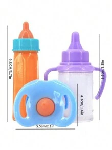 Juego de biberones mágicos para decoración navideña de bebé recién nacido, disponible en tamaños grande, pequeño y mediano, 2 biberones de leche y 2 biberones de jugo con 2 chupetes de juguete como accesorios para muñecas, con leche y jugo que desaparecen, regalo para niñas, decoración del hogar.