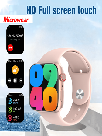 Microwear Smart Watch 2.07" Touch Screen Smartwatch For Men And Women Compatible With Android And IOS Phones ,Heart Rate Monitor, Blood Oxygen Tracking, Sleep Monitor, IP68 Waterproof Fitness Tracker,Rose Gold