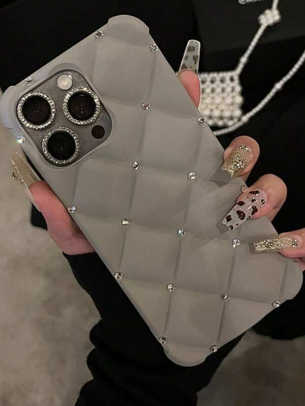 Apple Luxury Glitter Quilted With Shiny Strap Phone Case Compatible With IPhone 15 Pro Max 13 14 12 11 16