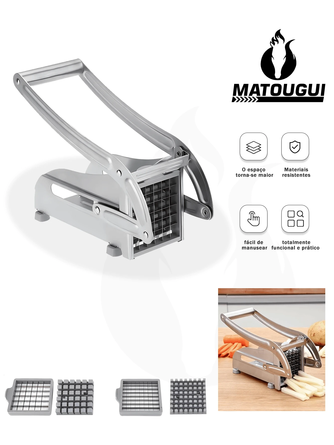 Stainless Steel Vegetable Cutter For Home Kitchen Convenient And Multifunctional Potato Cucumber Dicing And French Fries Cutting Machine - Silver - View 1