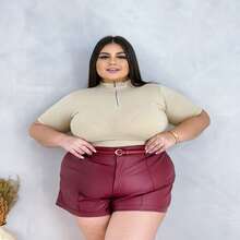 GABRIELE ZIPPER SHORT SLEEVE BLOUSE - 米色 - 查看 1